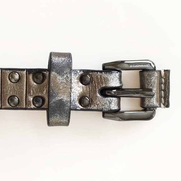 BURBERRY Metallic Studded Skinny Leather Belt - Picture 2 of 11